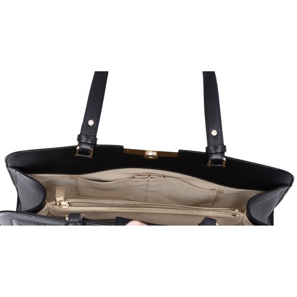 CHANEL Large Label Click Shopper Tote Black Stitched Grained Calfskin - Picture 5 of 9